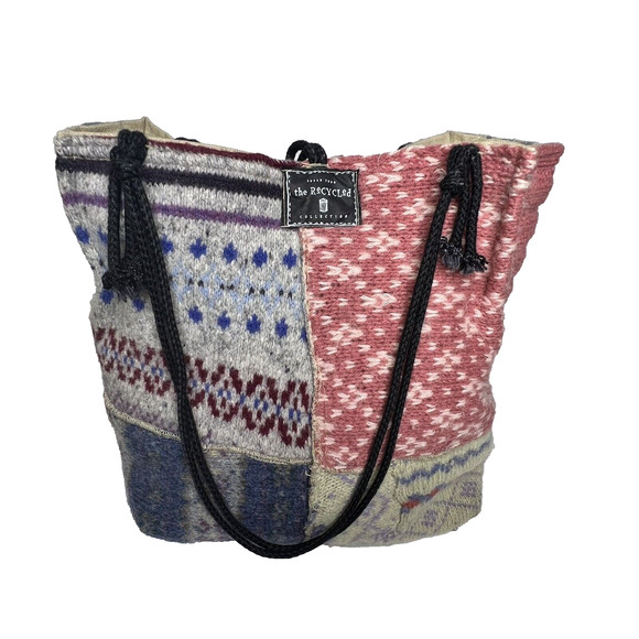 Recycled Collection Susan Todd Knitting Craft Bag Purse Boho Patchwork Cottage - Picture 5 of 6